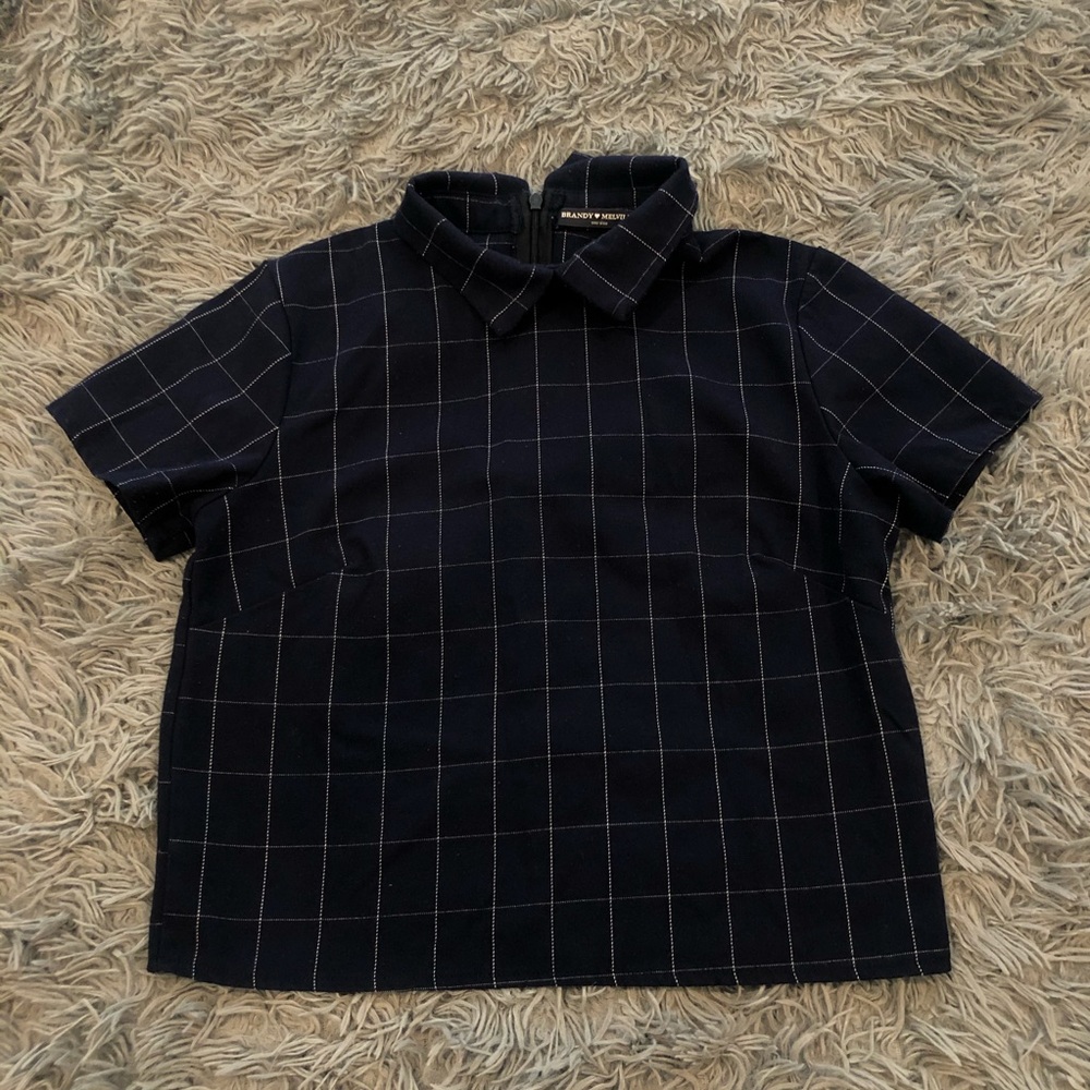 Brandy Melville Collared Grid Pattern Shirt, OS